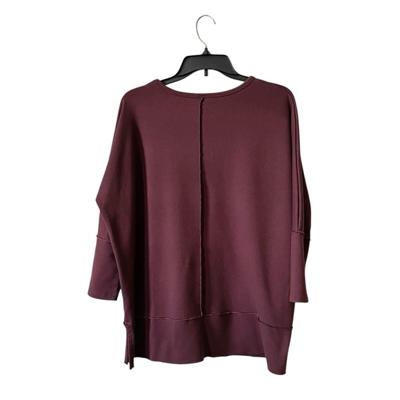 Spanx Perfect Length Sweatshirt Women's Size S Wine Dolman 3/4 Sleeve Pullover - Picture 3 of 5